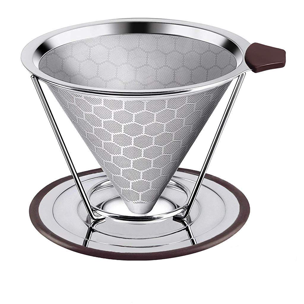 HASTHIP Filter Coffee Maker 800 Mesh with Handle Pour Over Coffee Filter Stainless Steel V60 Coffee Dripper 100% Paperless Maker Honeycomb Cup Cafe Keeping Nature Coffee Flavour Easy To Use And Clean HASTHIP Filter Coffee Maker 800 Mesh with Handle Pour Over Coffee Filter Stainless Steel V60 Coffee Dripper 100% Paperless Maker Honeycomb Cup Cafe Keeping Nature Coffee Flavour Easy To Use And Clean